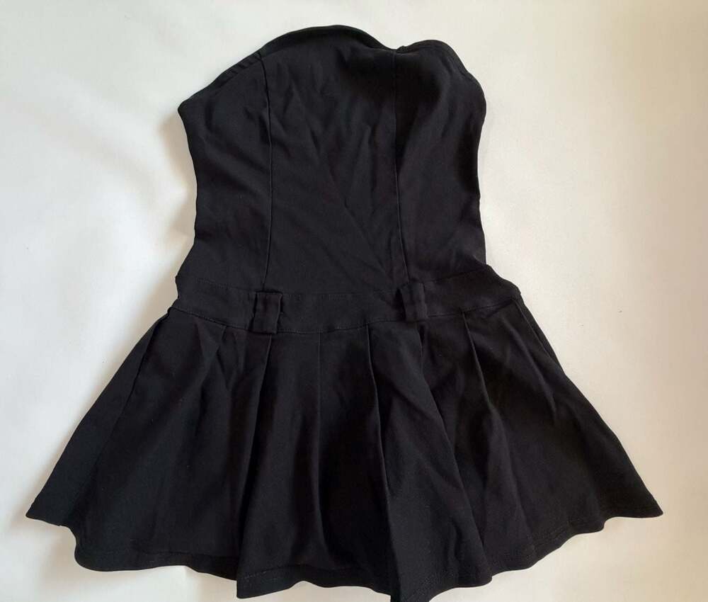 Y2k Black Corset strapless Style Pleated Skort Mini Skirt